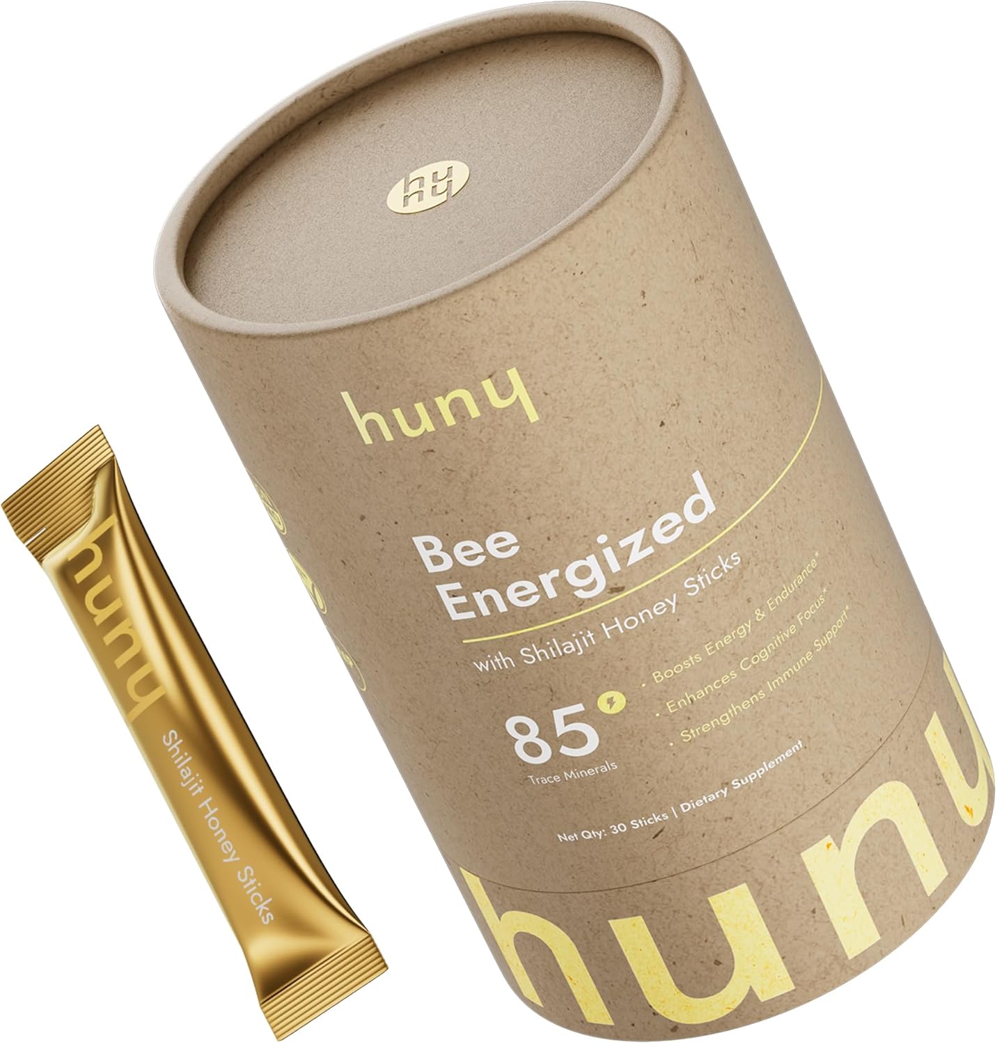 Bee Energized with Shilajit Honey Sticks | 85+ Trace Minerals for Clean Energy, Focus & Immune Support | Pure Himalayan Shilajit for Men & Women | 30 Count