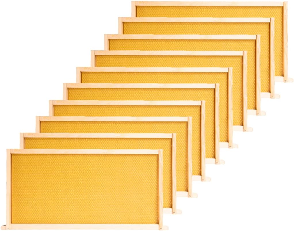 Pollibee Deep Brood Bee Hive Frames & Wax Foundations, 10 Pack