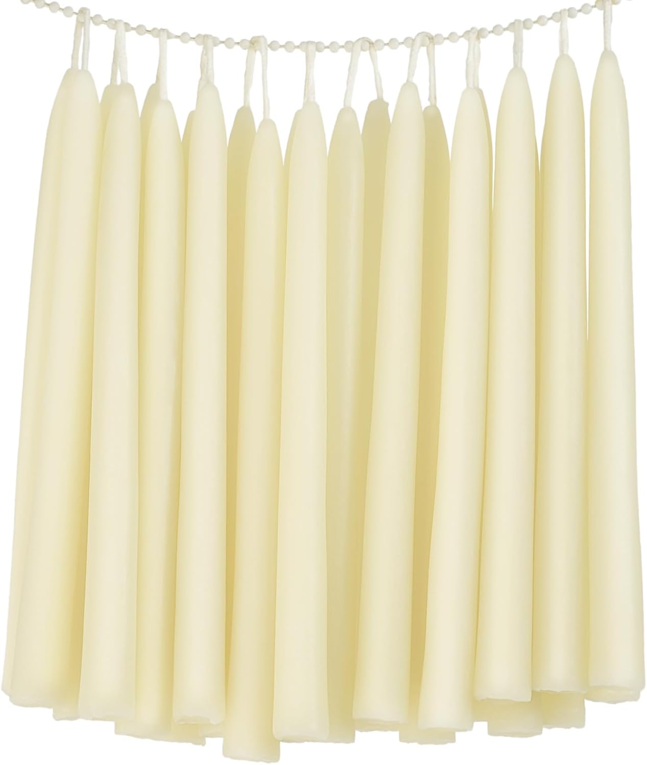 24 Pack Natural Beeswax Taper Candles in Bulk 10 inch Tall - Dripless Candle 100% Pure Unscented Beeswax, 8 Hours Long Burning Time - Off White