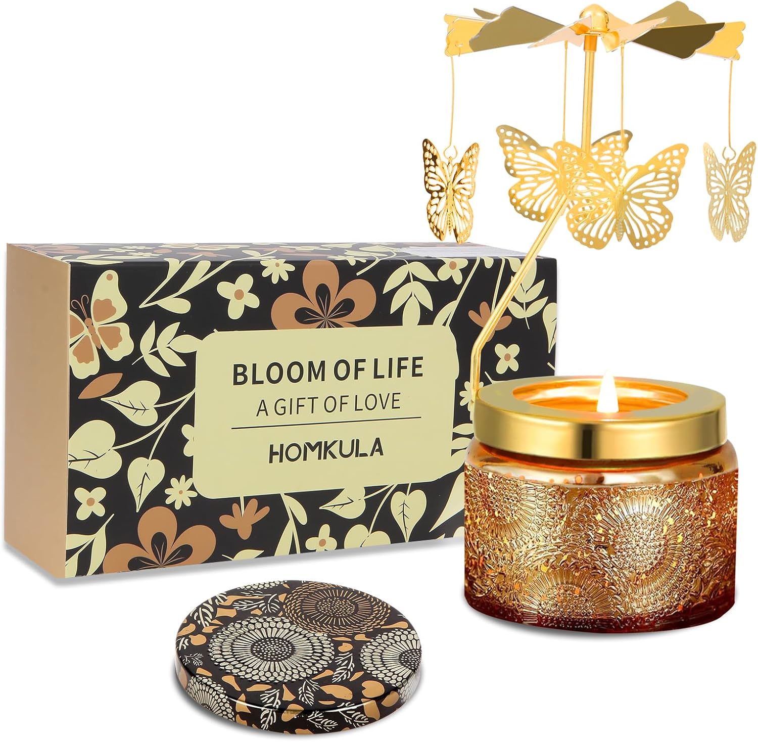 Butterfly Candle Gift for Women - Unique Gifts for Birthdays, Rotatable Scented Candles Gifts for Mom, Friend, Sister, Anniversary, Gold